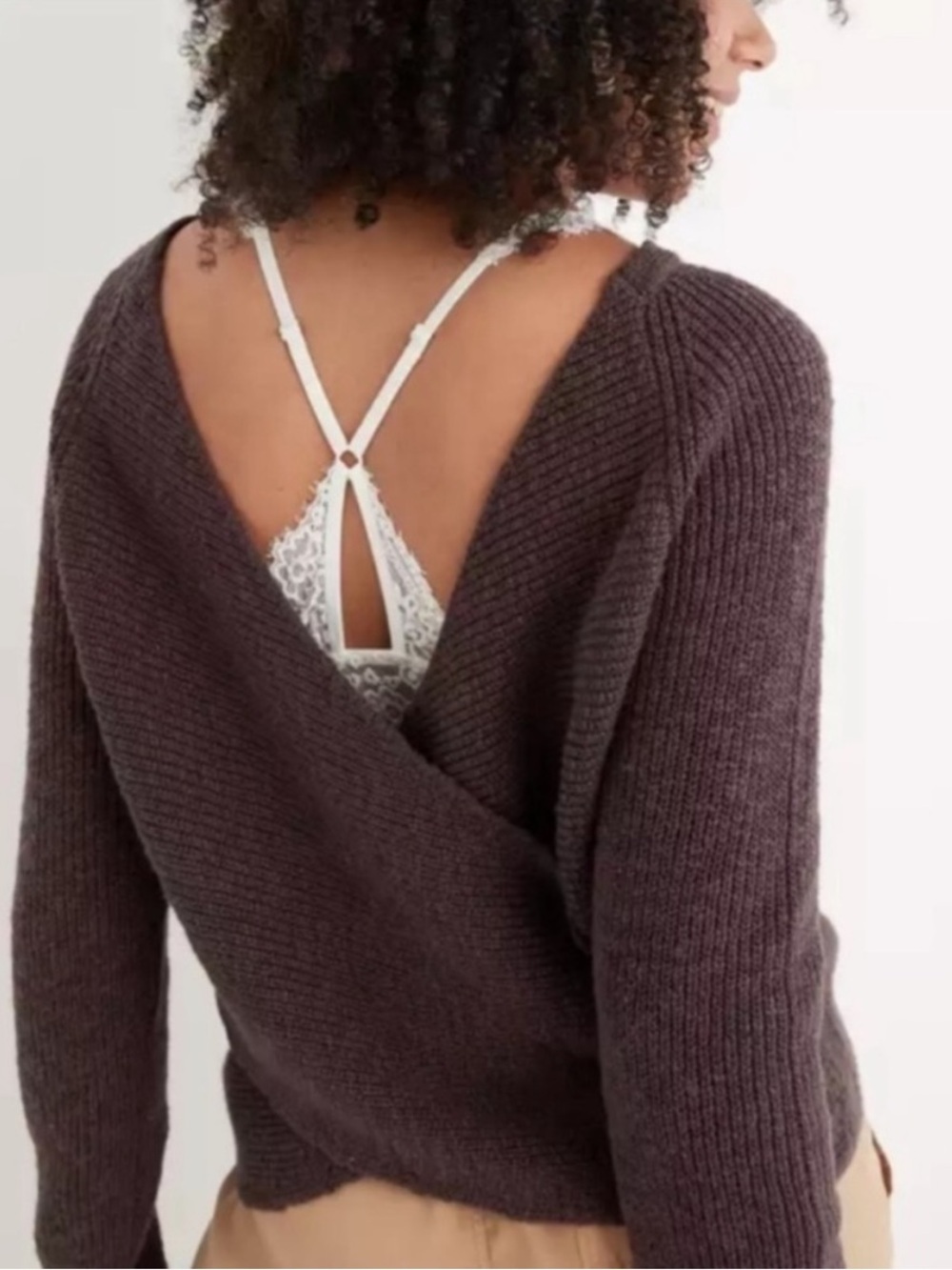 Aerie Ballet Back Sweater | XL | Charcoal Gray | Open Back Knit Pullover